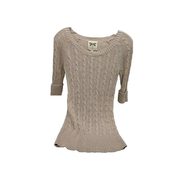 Marshalls Dragonfly Sweater Size Medium Brown Oatmeal Knit Pullover Length 27" - Picture 1 of 7